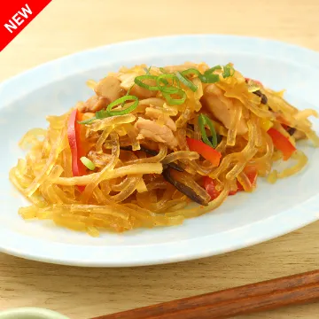 葛きりと鶏肉の旨辛豆板醤炒め