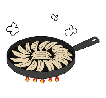 中火で余計な水分を飛ばし、焼き目がキツネ色になったら出来上がり